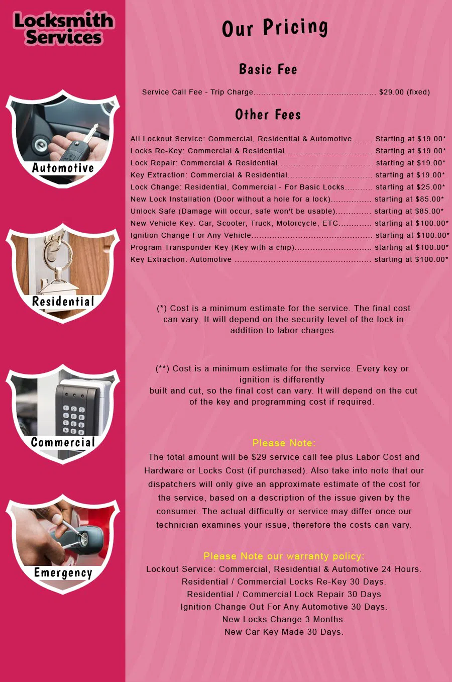 Cresskill NJ Locksmith Store Cresskill, NJ 201-402-6123 - price-list-c-18
